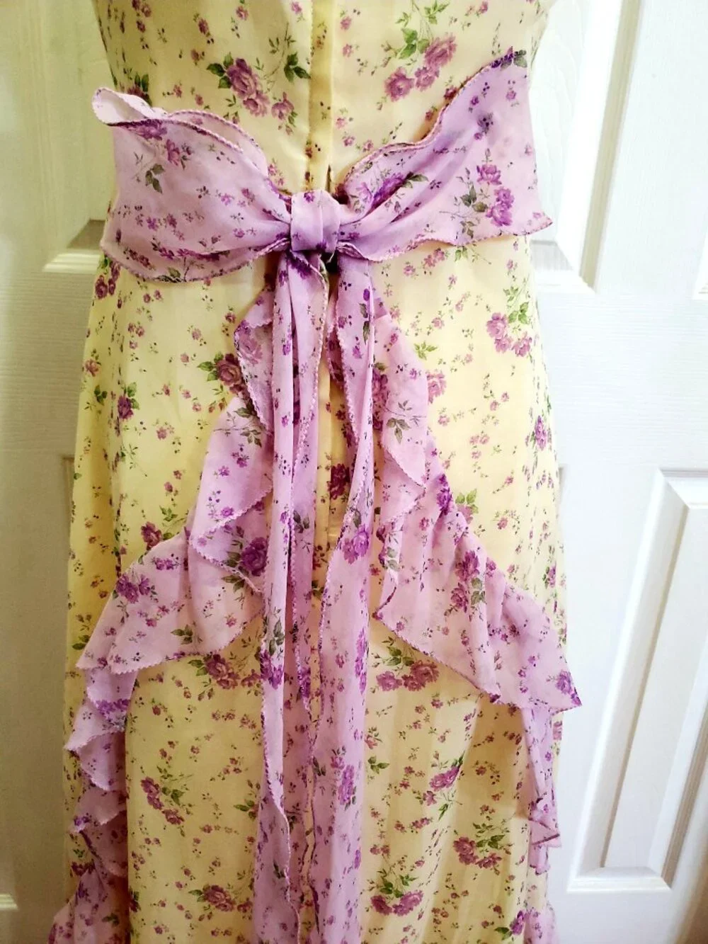 Vintage Floral Prairie Cottagecore Lace Coquette Maxi Dress Sabrina Ann 10